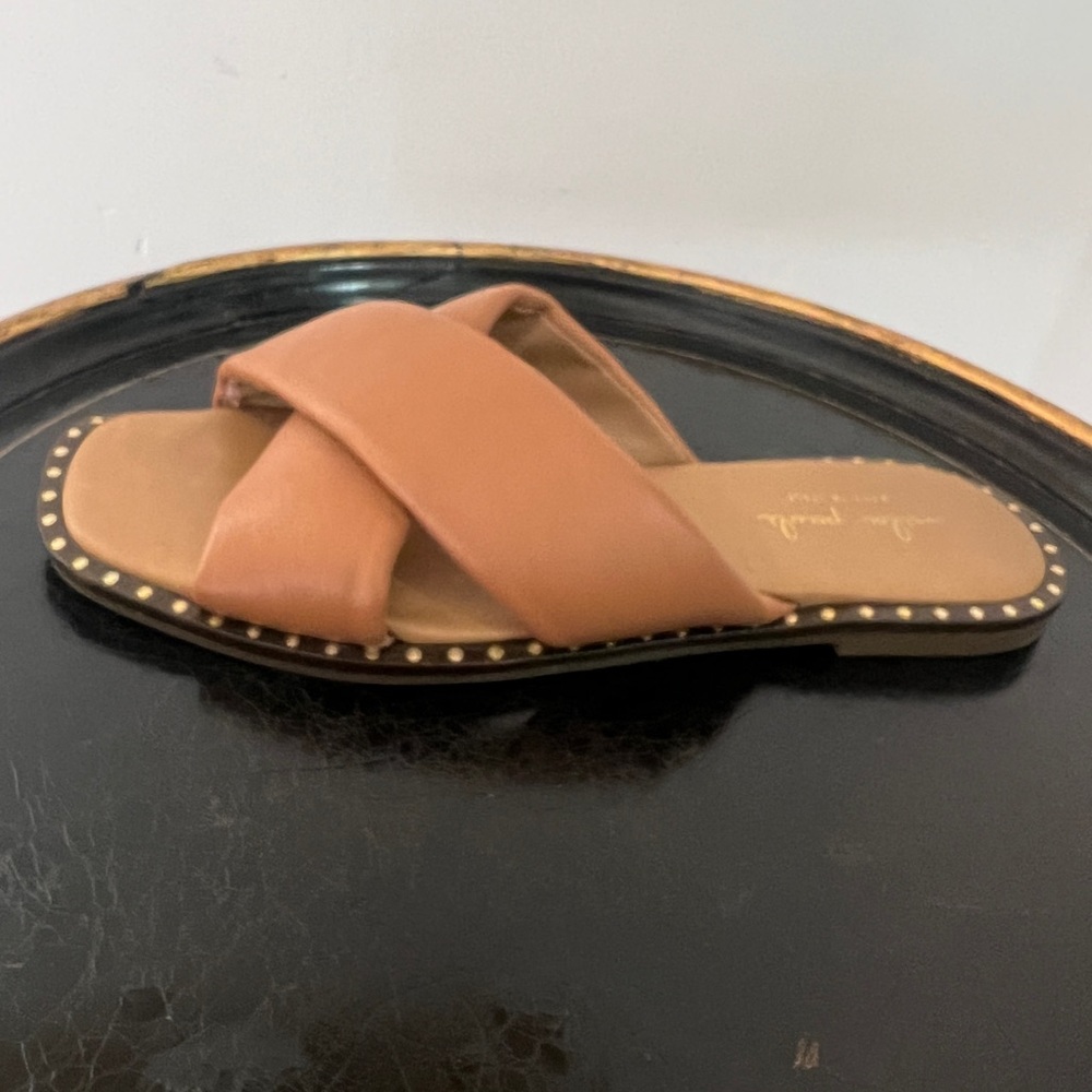 Mila Paoli leather crossed strap slides, 9, made in Italy, EUC - Picture 9 of 10
